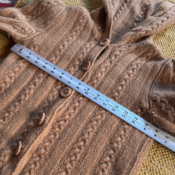 Vintage merino wool sweater skirt set hand knit by Grace 1967 camel gorgeous 6 8 - Picture 9 of 13